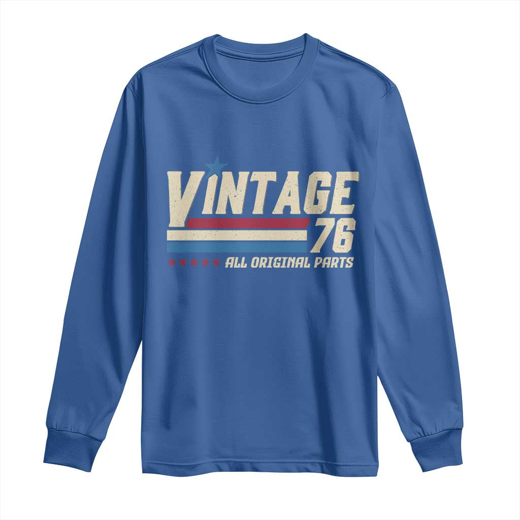 Vintage 76 All Original Parts Long Sleeve Shirt Retro Stripe Patriotic 50th Birthday