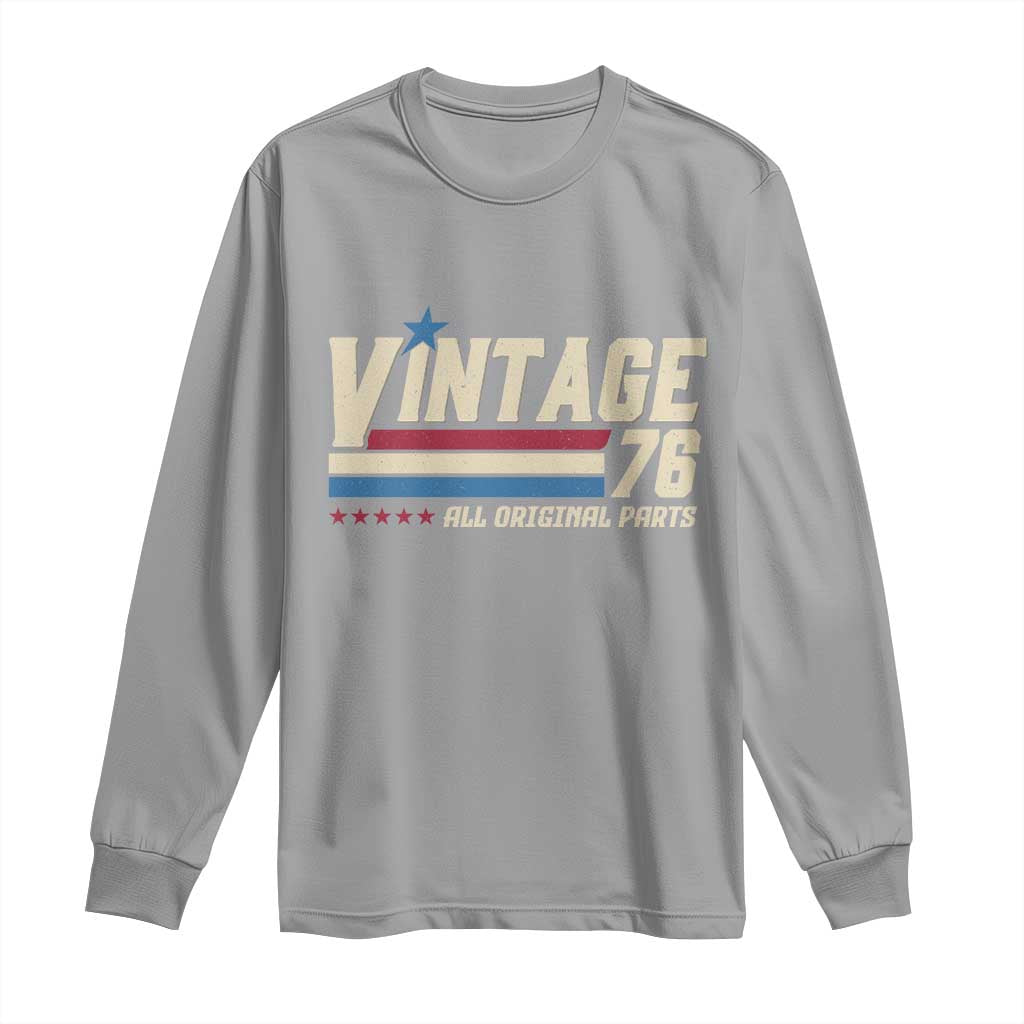 Vintage 76 All Original Parts Long Sleeve Shirt Retro Stripe Patriotic 50th Birthday