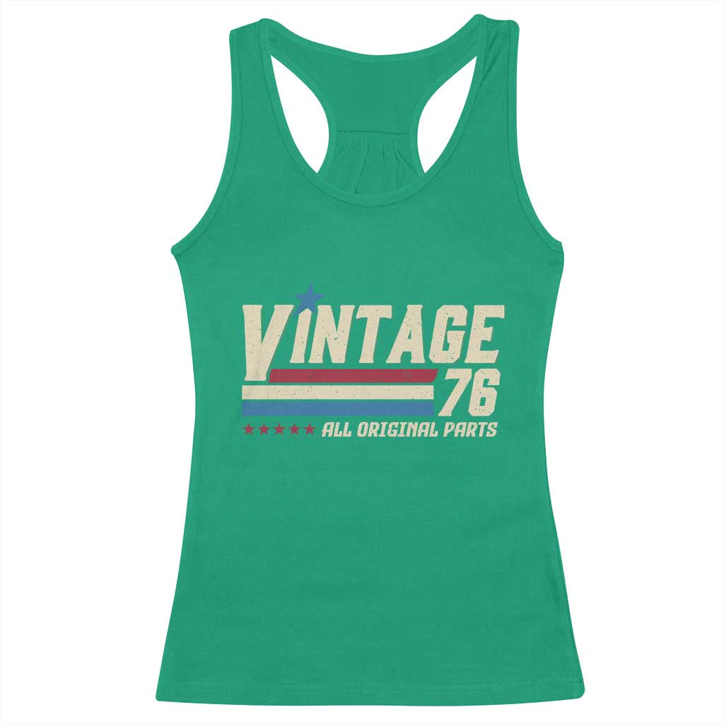 Vintage 76 All Original Parts Racerback Tank Top Retro Stripe Patriotic 50th Birthday