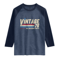 Vintage 76 All Original Parts Raglan Shirt Retro Stripe Patriotic 50th Birthday