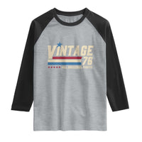 Vintage 76 All Original Parts Raglan Shirt Retro Stripe Patriotic 50th Birthday