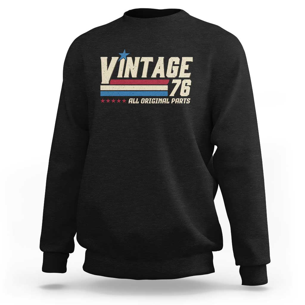 Vintage 76 All Original Parts Sweatshirt Retro Stripe Patriotic 50th Birthday