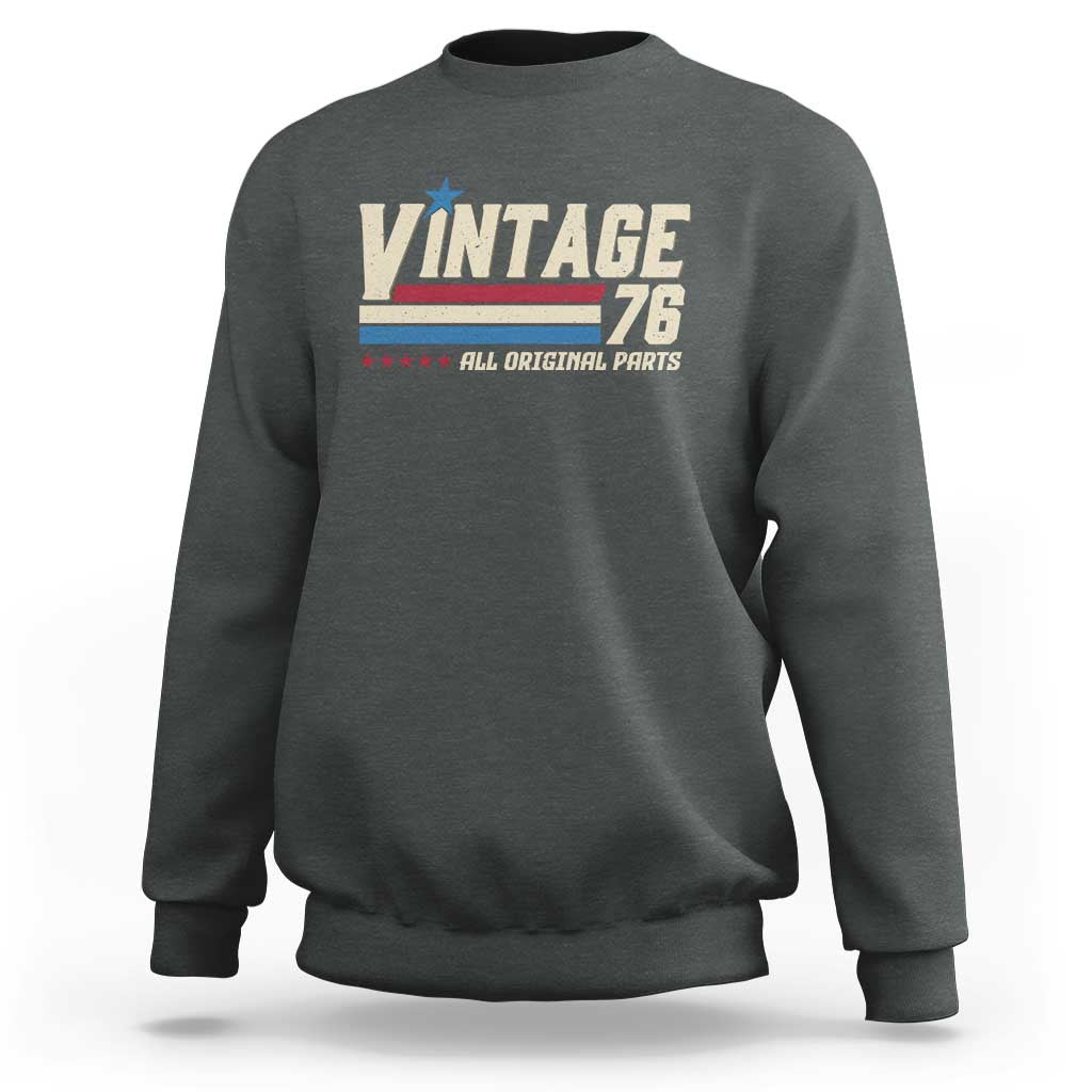 Vintage 76 All Original Parts Sweatshirt Retro Stripe Patriotic 50th Birthday