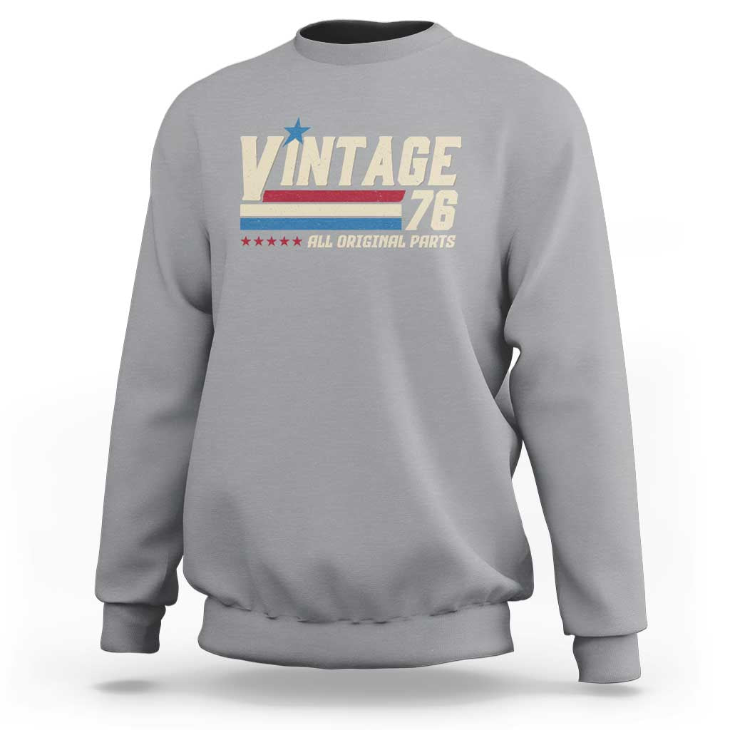 Vintage 76 All Original Parts Sweatshirt Retro Stripe Patriotic 50th Birthday