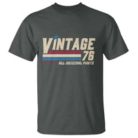 Vintage 76 All Original Parts T Shirt Retro Stripe Patriotic 50th Birthday
