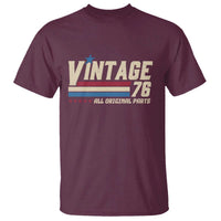 Vintage 76 All Original Parts T Shirt Retro Stripe Patriotic 50th Birthday