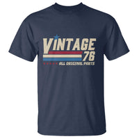 Vintage 76 All Original Parts T Shirt Retro Stripe Patriotic 50th Birthday