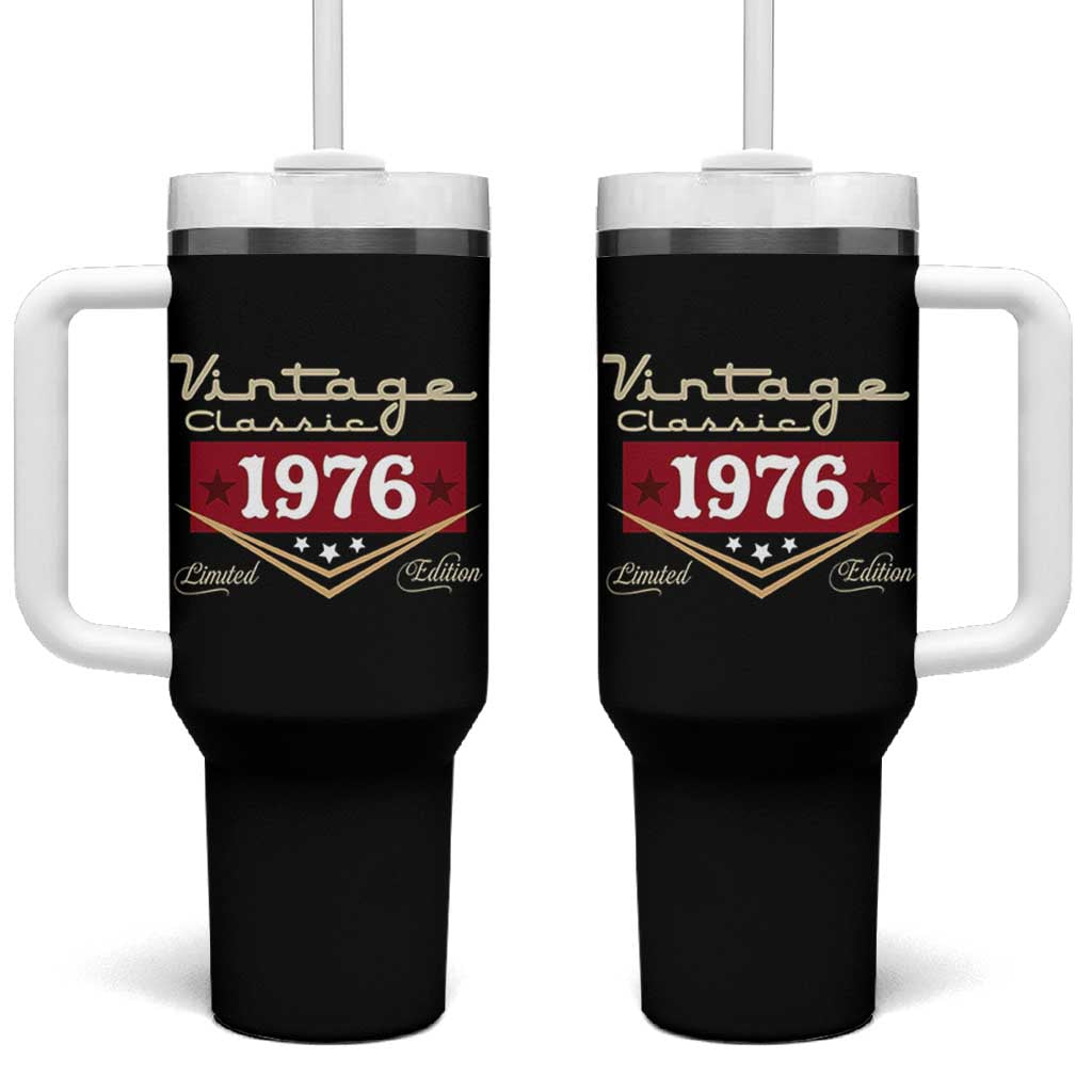 Vintage Classic 1976 Limited Edition Tumbler With Handle Luxury Retro Milestone Birthday