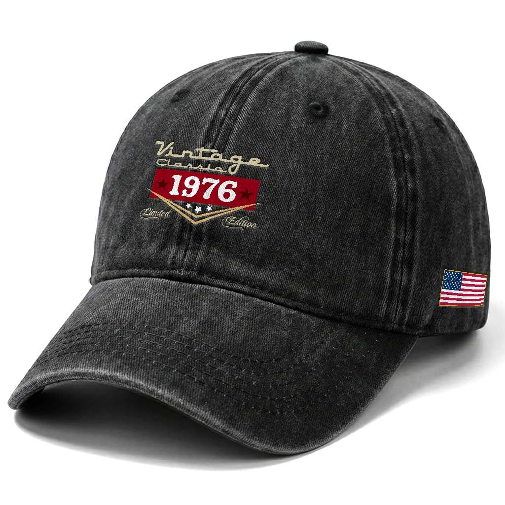 Vintage Classic 1976 Limited Edition Washed Cotton Baseball Cap Luxury Retro Milestone Birthday