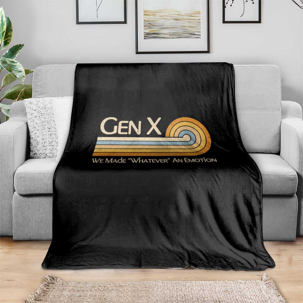 Gen X We Made Whatever An Emotion Throw Blanket Vintage Retro 70s Rainbow Graphic
