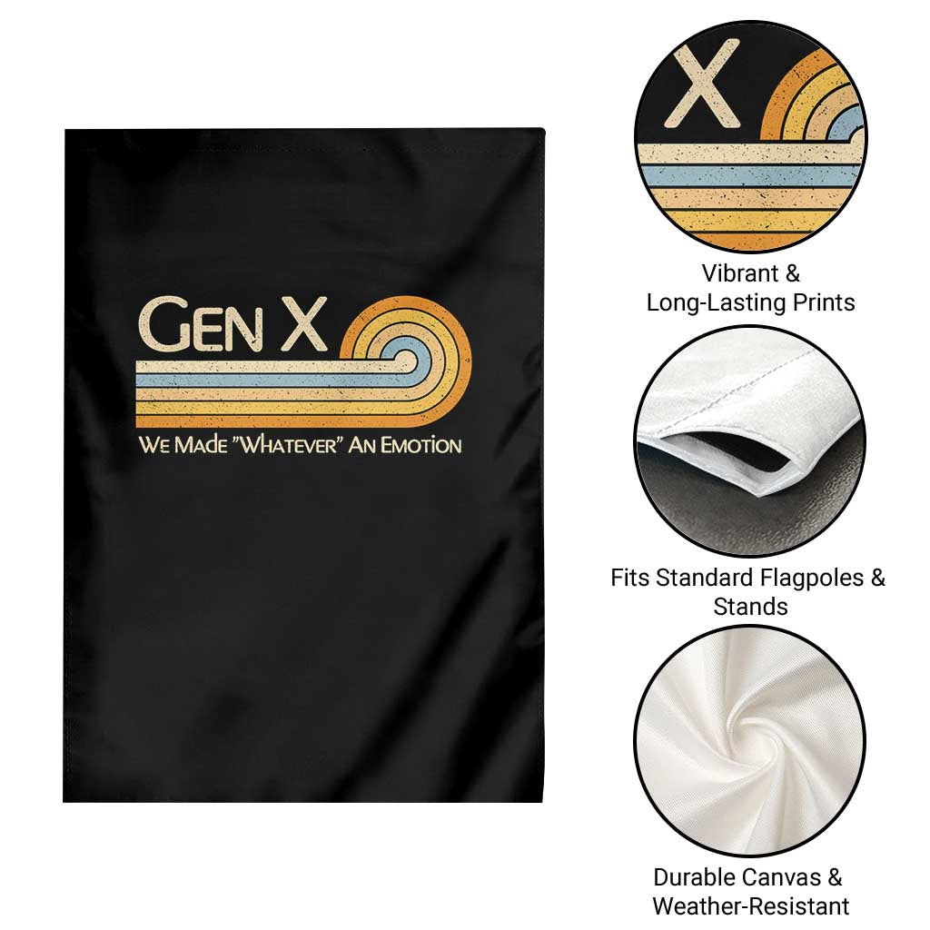 Gen X We Made Whatever An Emotion Garden Flag Vintage Retro 70s Rainbow Graphic
