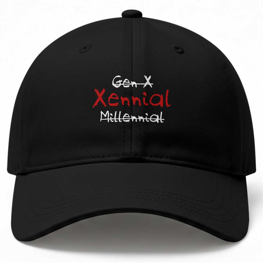 Gen X Xennial Millennial Baseball Cap Micro Generation Retro Typography Graphic