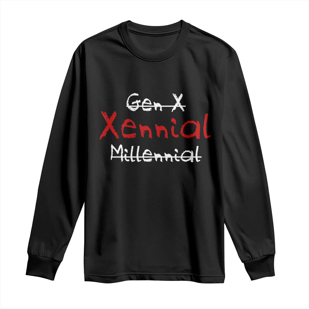 Gen X Xennial Millennial Long Sleeve Shirt Micro Generation Retro Typography Graphic