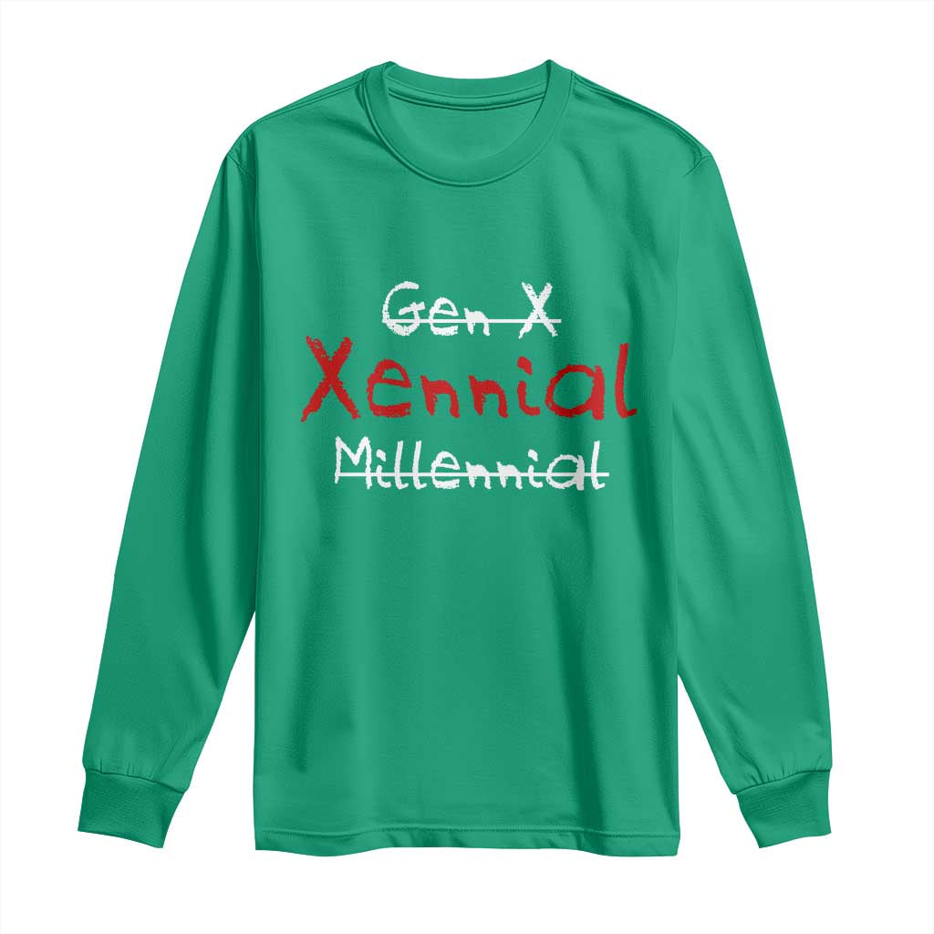 Gen X Xennial Millennial Long Sleeve Shirt Micro Generation Retro Typography Graphic