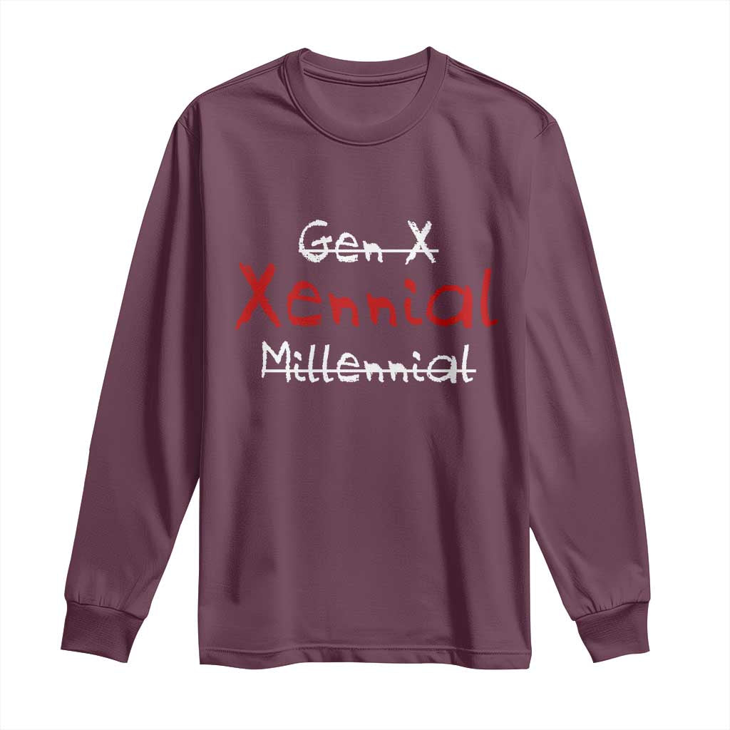 Gen X Xennial Millennial Long Sleeve Shirt Micro Generation Retro Typography Graphic