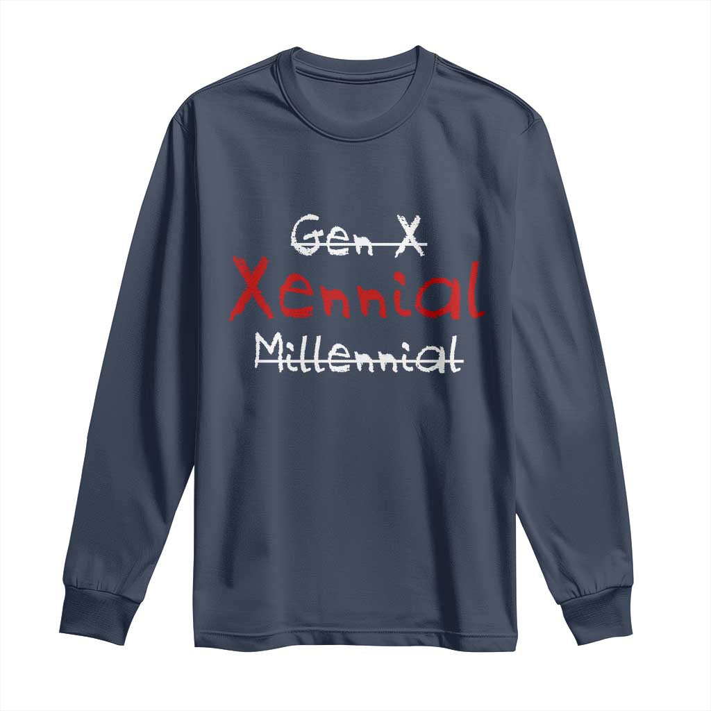 Gen X Xennial Millennial Long Sleeve Shirt Micro Generation Retro Typography Graphic