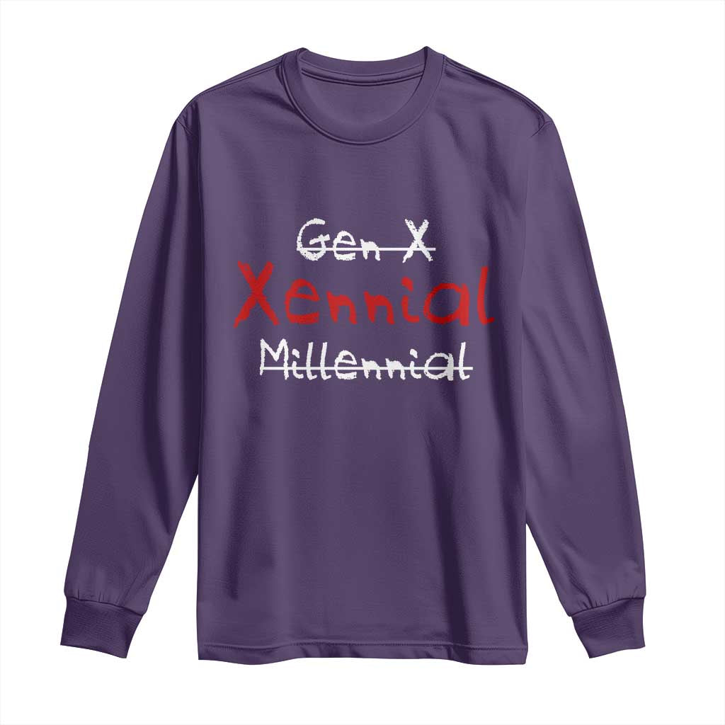 Gen X Xennial Millennial Long Sleeve Shirt Micro Generation Retro Typography Graphic