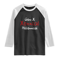 Gen X Xennial Millennial Raglan Shirt Micro Generation Retro Typography Graphic