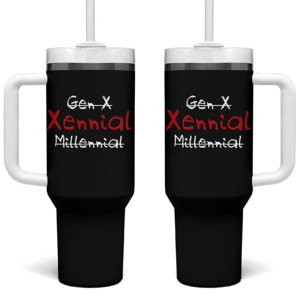Gen X Xennial Millennial Tumbler With Handle Micro Generation Retro Typography Graphic