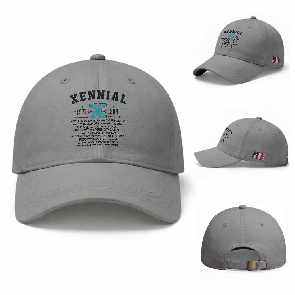Xennial Definition 1977 to 1985 Baseball Cap Vintage Dictionary Style Graphic