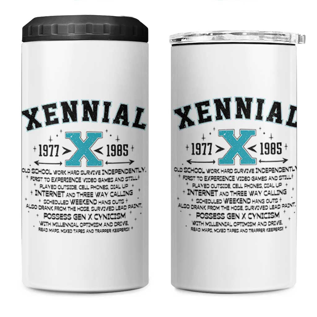 Xennial Definition 1977 to 1985 4 in 1 Can Cooler Tumbler Vintage Dictionary Style Graphic