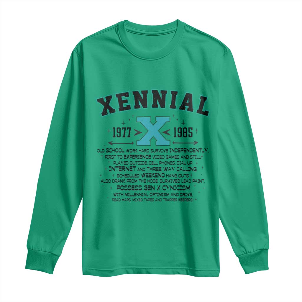 Xennial Definition 1977 to 1985 Long Sleeve Shirt Vintage Dictionary Style Graphic