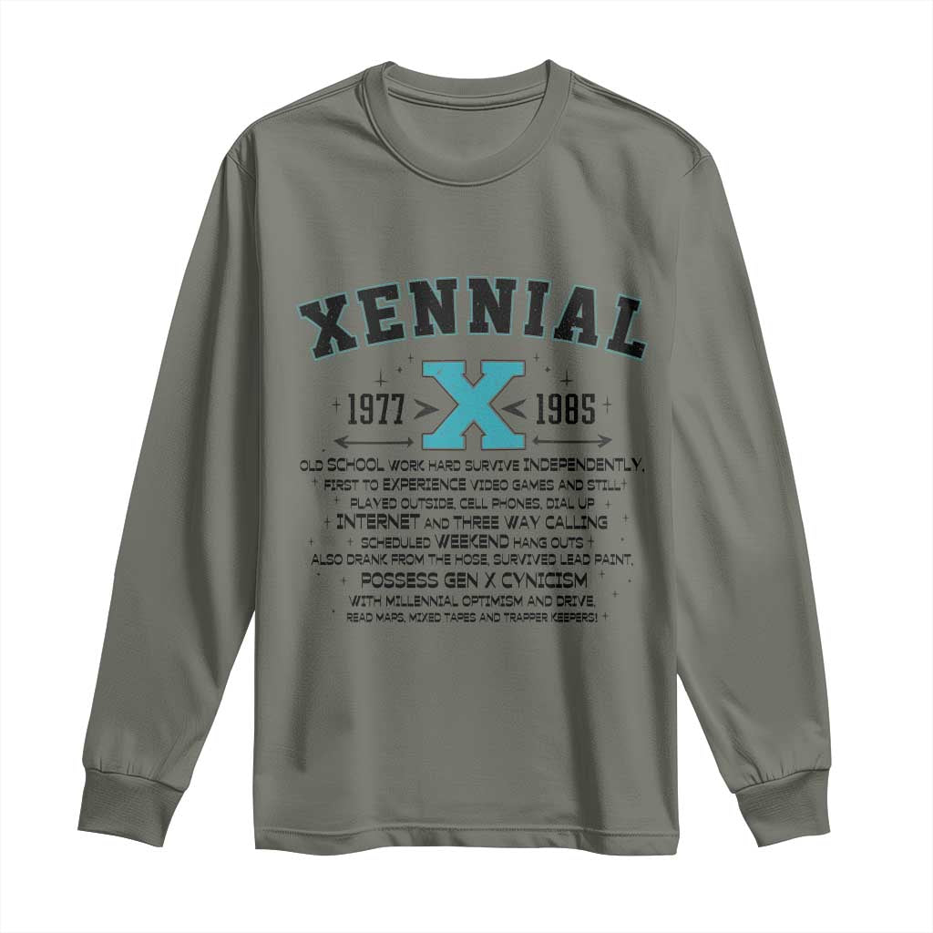 Xennial Definition 1977 to 1985 Long Sleeve Shirt Vintage Dictionary Style Graphic