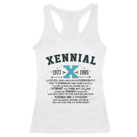 Xennial Definition 1977 to 1985 Racerback Tank Top Vintage Dictionary Style Graphic