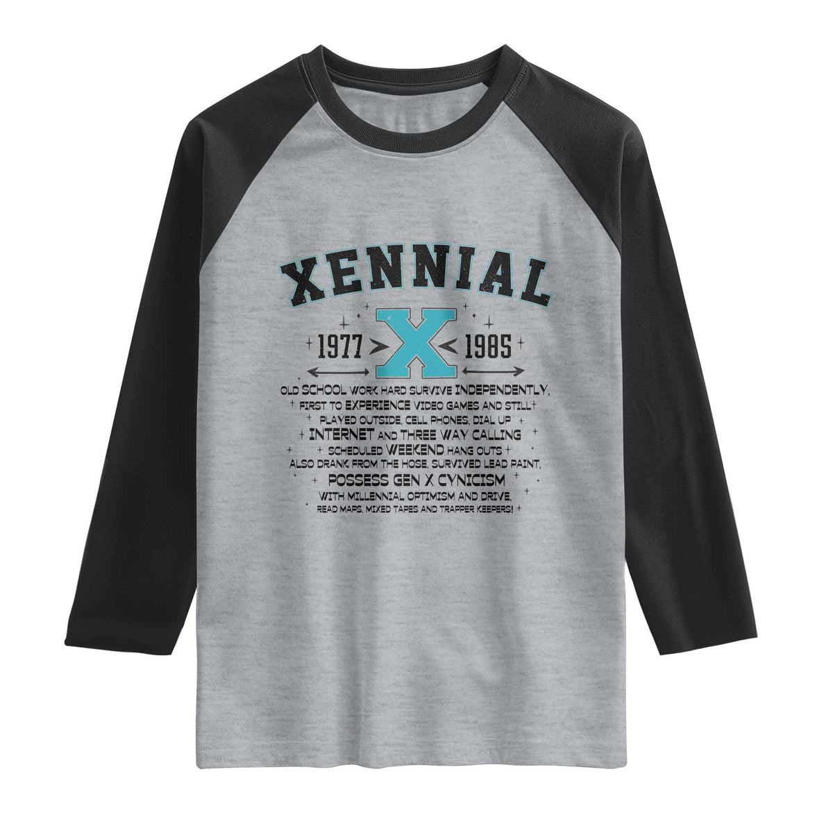 Xennial Definition 1977 to 1985 Raglan Shirt Vintage Dictionary Style Graphic
