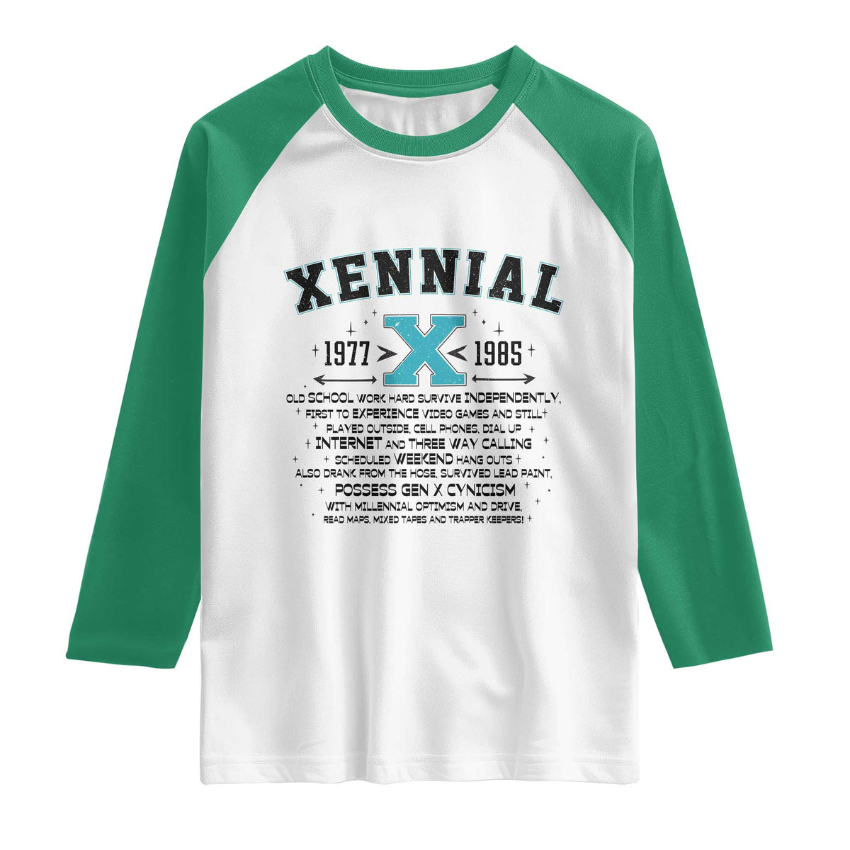 Xennial Definition 1977 to 1985 Raglan Shirt Vintage Dictionary Style Graphic