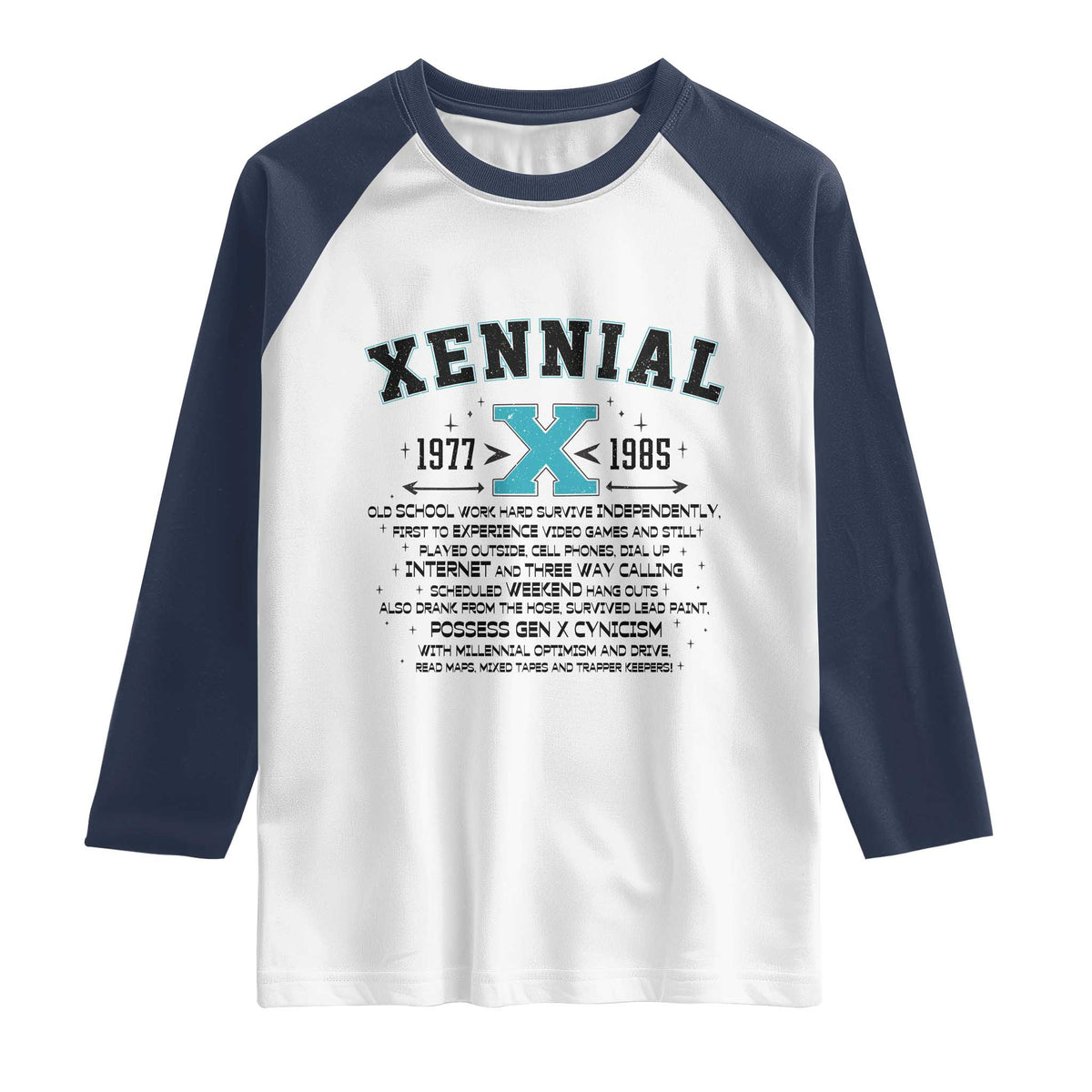 Xennial Definition 1977 to 1985 Raglan Shirt Vintage Dictionary Style Graphic