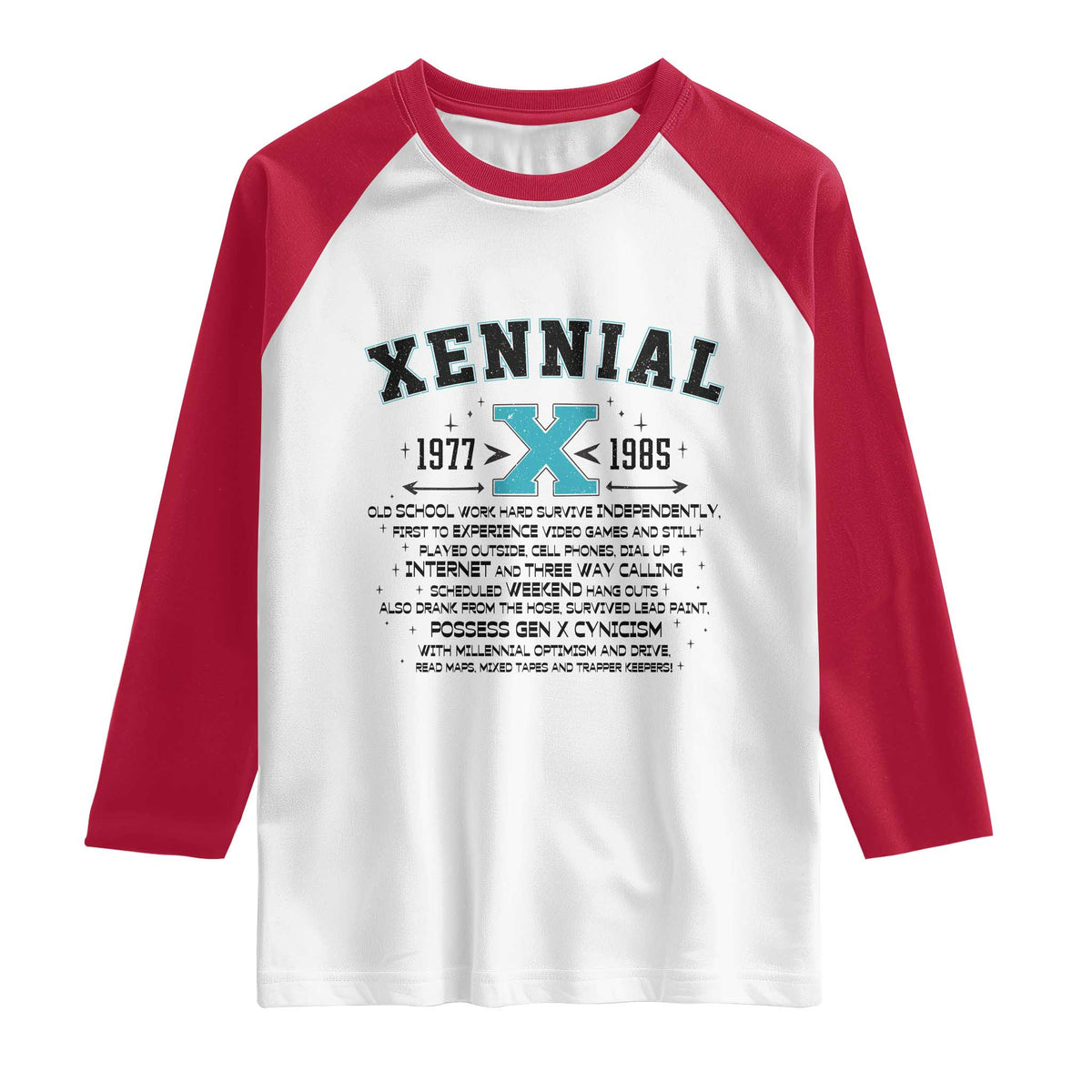 Xennial Definition 1977 to 1985 Raglan Shirt Vintage Dictionary Style Graphic