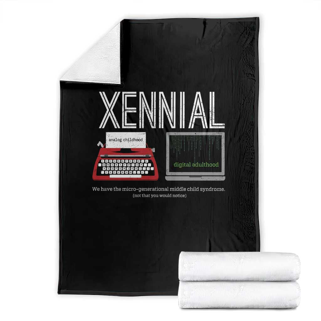 Xennial Typewriter and Computer Screen Throw Blanket Analog Childhood Digital Adulthood