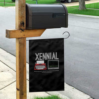 Xennial Typewriter and Computer Screen Garden Flag Analog Childhood Digital Adulthood