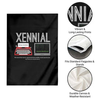 Xennial Typewriter and Computer Screen Garden Flag Analog Childhood Digital Adulthood
