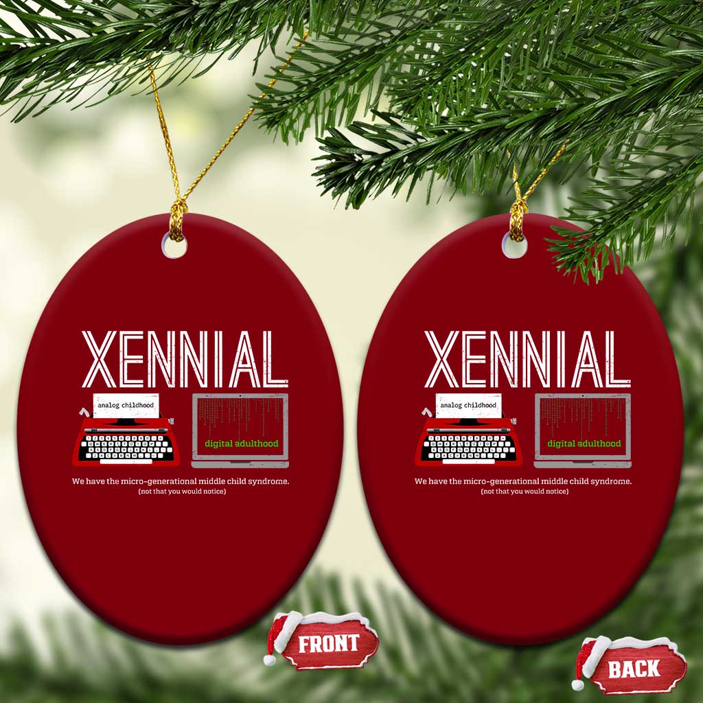 Xennial Typewriter and Computer Screen Ceramic Ornament Analog Childhood Digital Adulthood