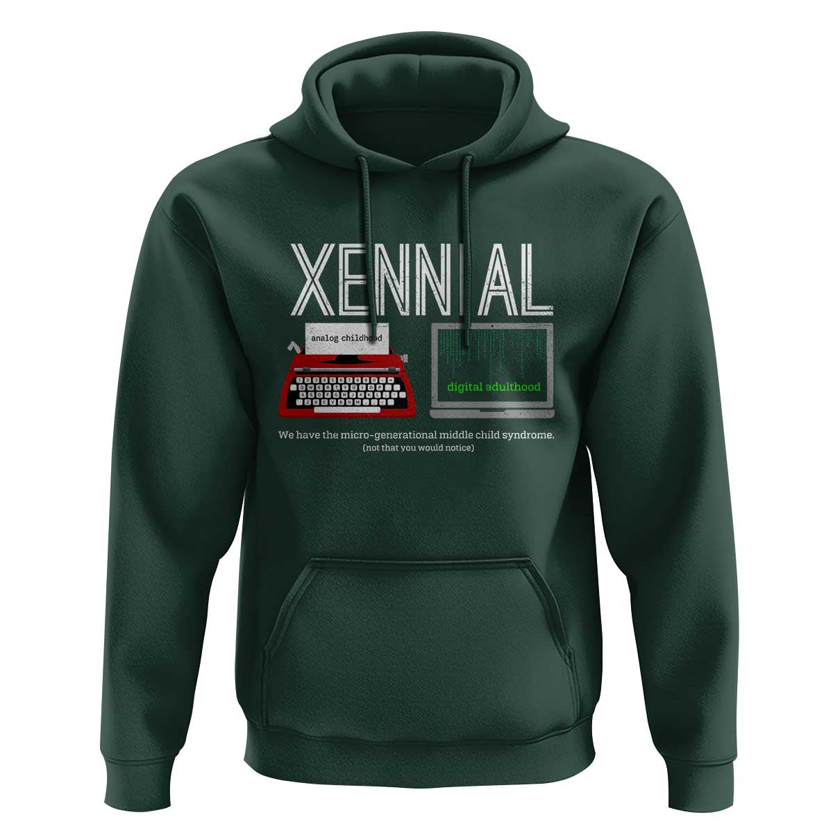 Xennial Typewriter and Computer Screen Hoodie Analog Childhood Digital Adulthood