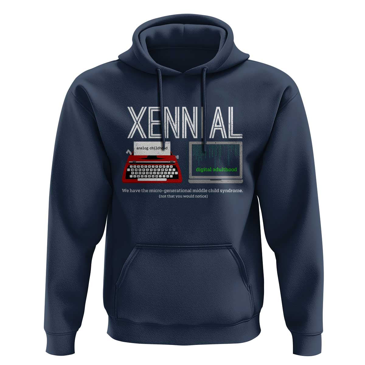Xennial Typewriter and Computer Screen Hoodie Analog Childhood Digital Adulthood