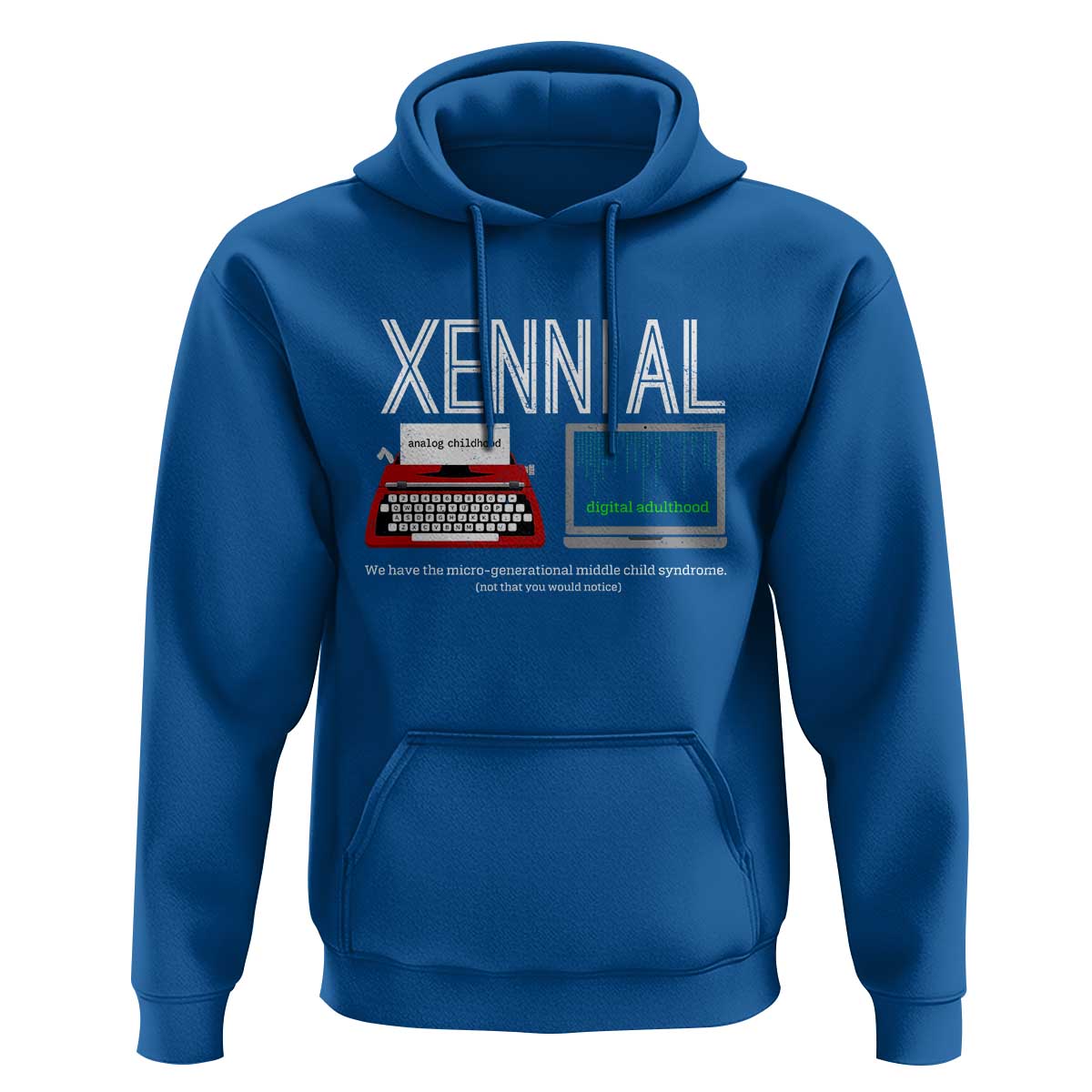 Xennial Typewriter and Computer Screen Hoodie Analog Childhood Digital Adulthood