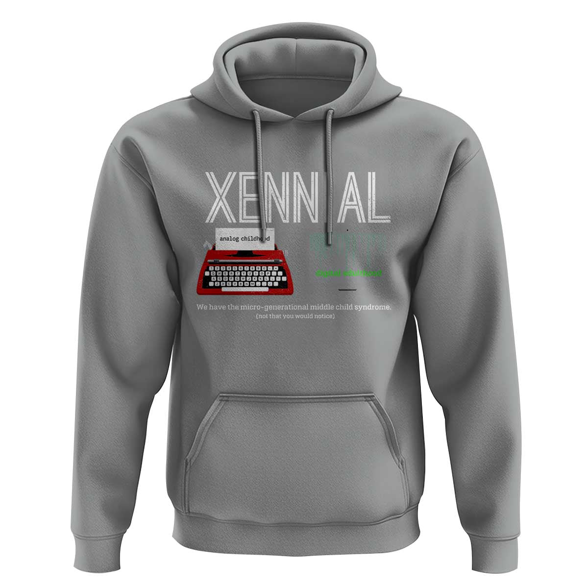 Xennial Typewriter and Computer Screen Hoodie Analog Childhood Digital Adulthood