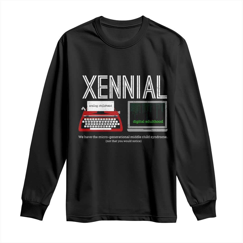 Xennial Typewriter and Computer Screen Long Sleeve Shirt Analog Childhood Digital Adulthood