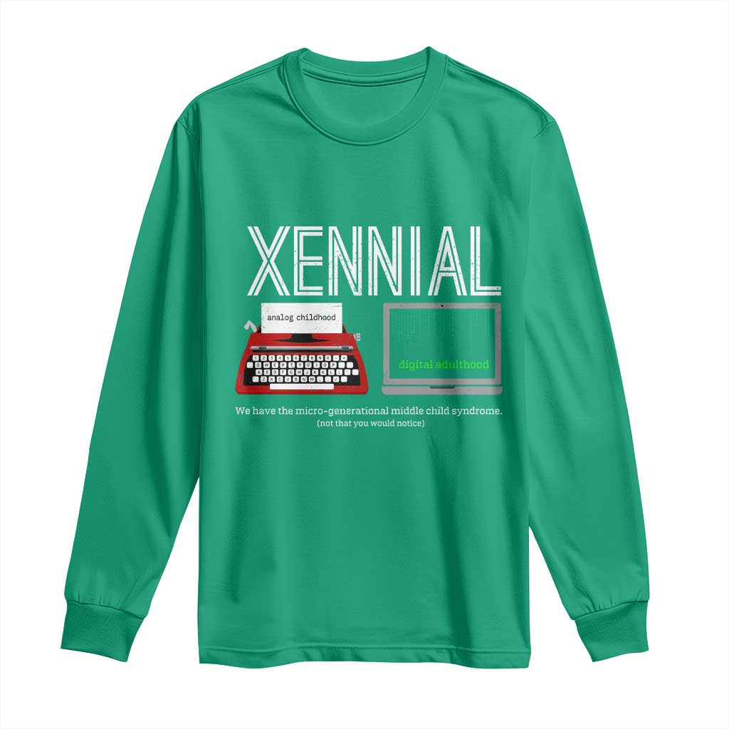 Xennial Typewriter and Computer Screen Long Sleeve Shirt Analog Childhood Digital Adulthood