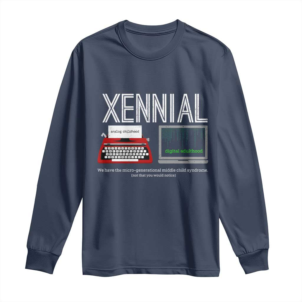 Xennial Typewriter and Computer Screen Long Sleeve Shirt Analog Childhood Digital Adulthood