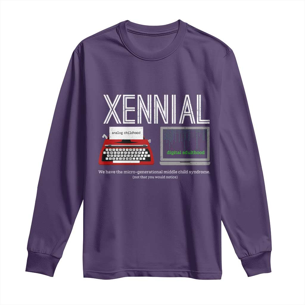 Xennial Typewriter and Computer Screen Long Sleeve Shirt Analog Childhood Digital Adulthood