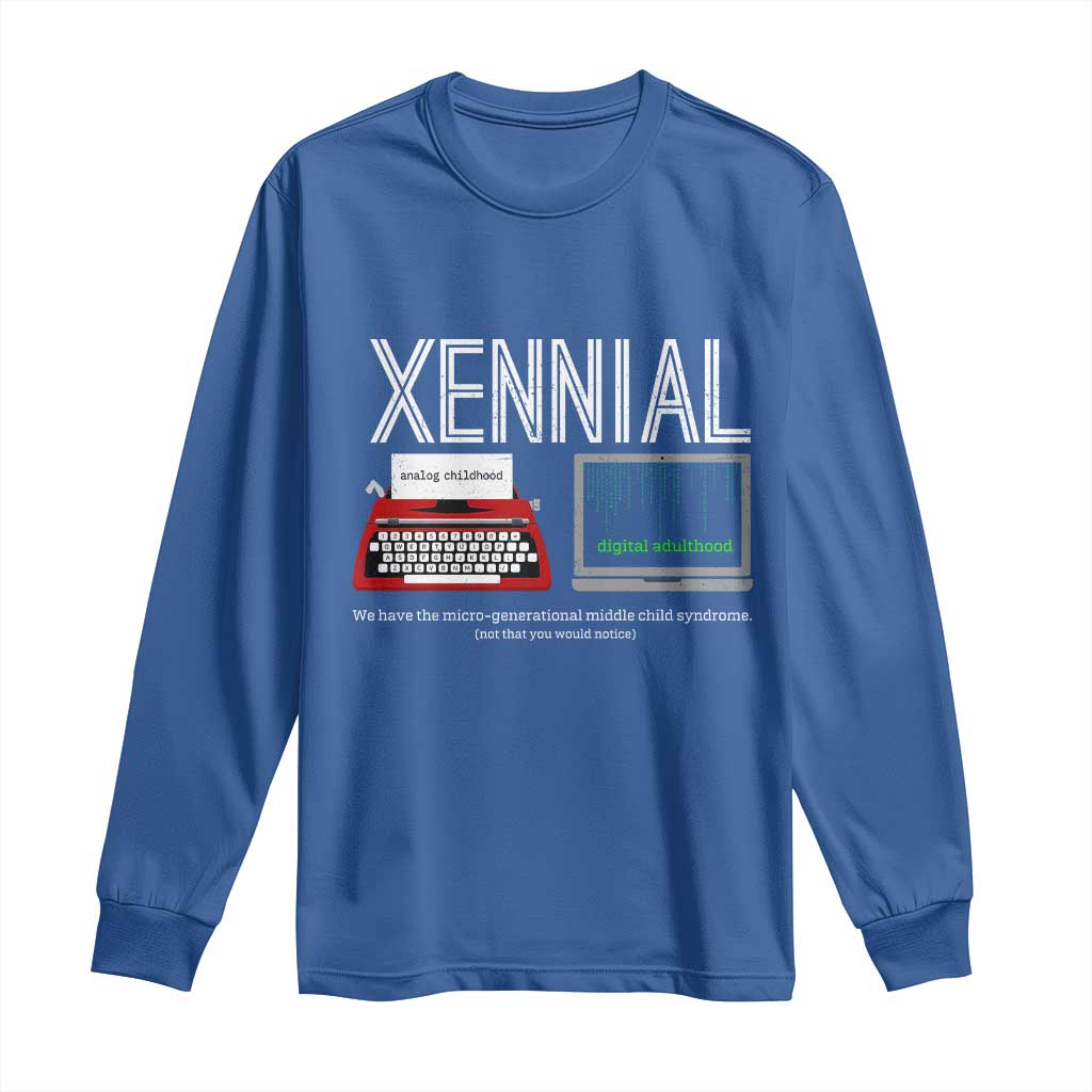 Xennial Typewriter and Computer Screen Long Sleeve Shirt Analog Childhood Digital Adulthood
