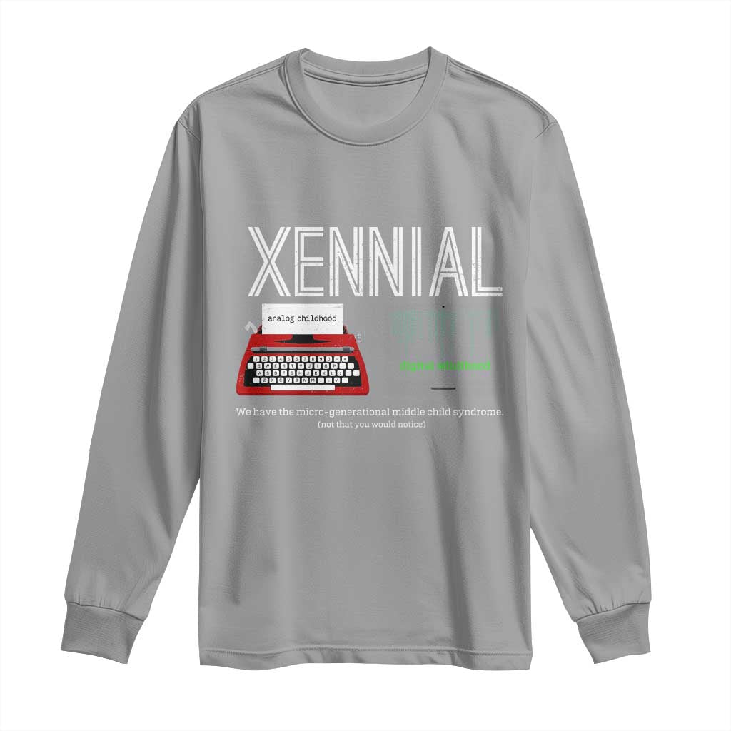 Xennial Typewriter and Computer Screen Long Sleeve Shirt Analog Childhood Digital Adulthood