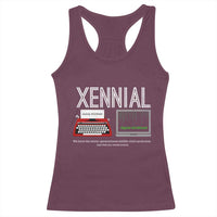 Xennial Typewriter and Computer Screen Racerback Tank Top Analog Childhood Digital Adulthood
