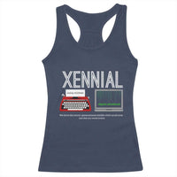 Xennial Typewriter and Computer Screen Racerback Tank Top Analog Childhood Digital Adulthood