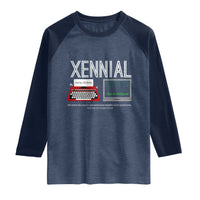 Xennial Typewriter and Computer Screen Raglan Shirt Analog Childhood Digital Adulthood