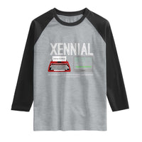 Xennial Typewriter and Computer Screen Raglan Shirt Analog Childhood Digital Adulthood